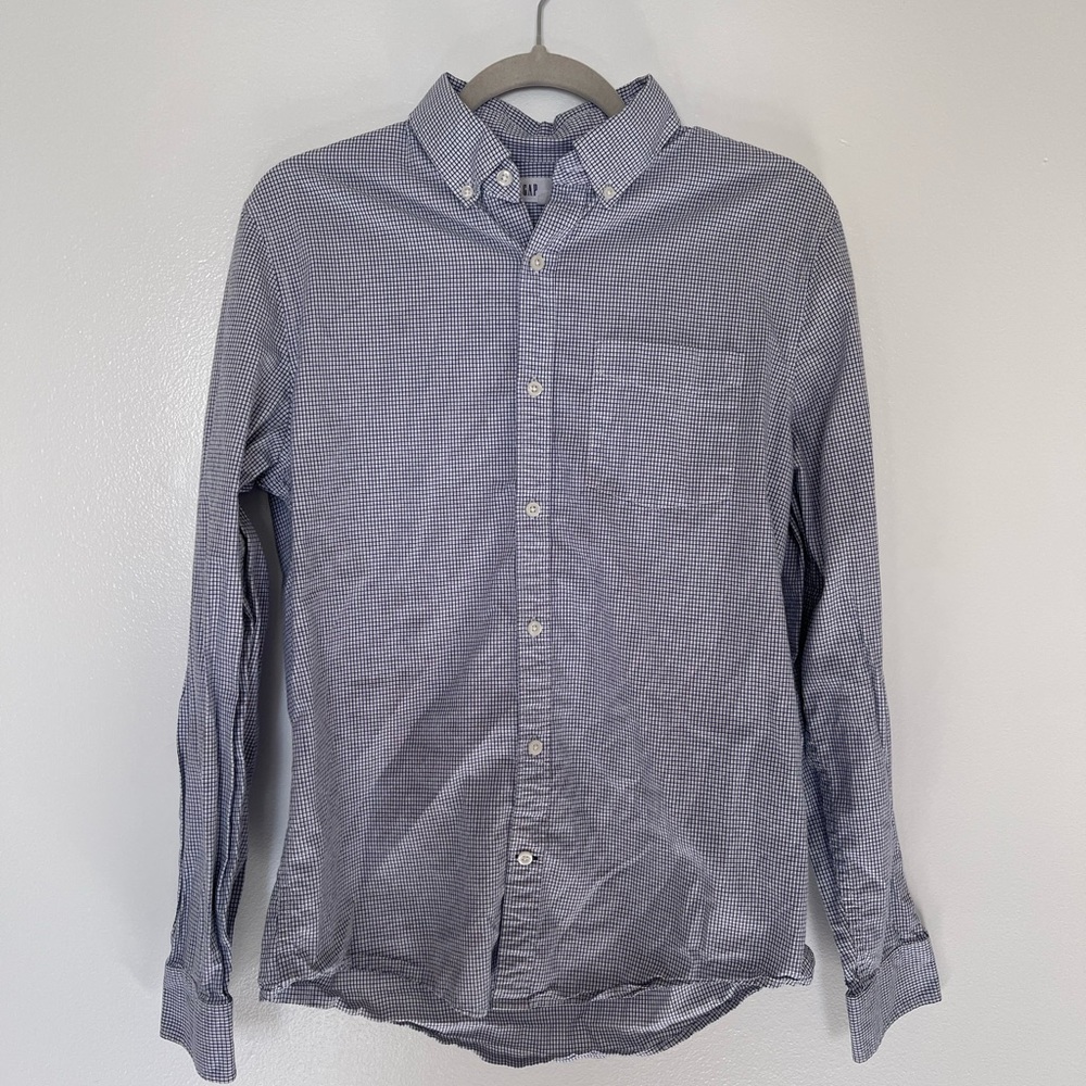 Men's Gap Blue Patterned Button Down Shirt - image 1